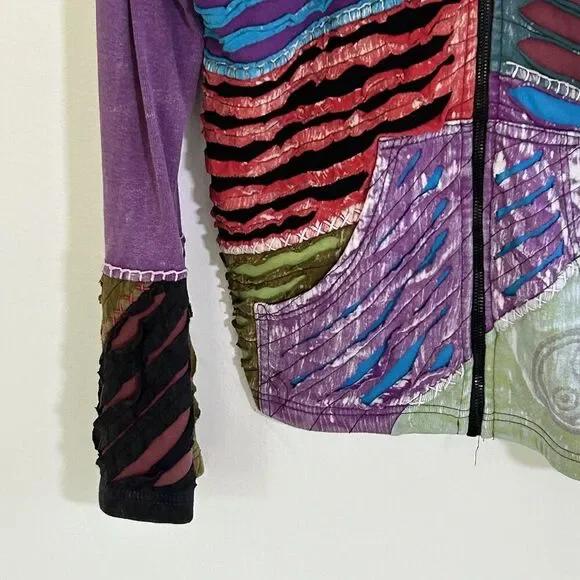 All That Jazz Women's Zip Front Hoodie Size XL Multicolored Boho Nepal Jacket - Picture 4 of 10